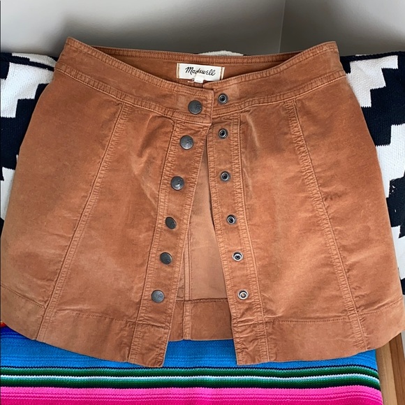 NEW Madewell Velveteen A-Line Mini Skirt (Button-Front Edition) - Picture 9 of 14
